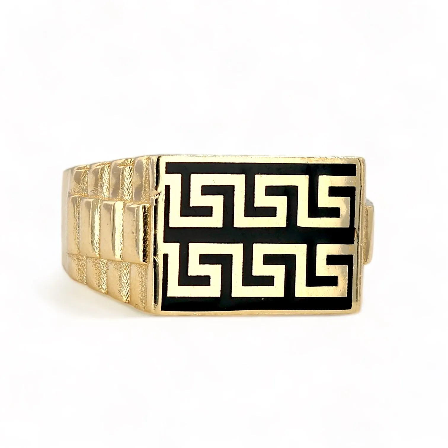 14K Yellow gold Greek ring-72937