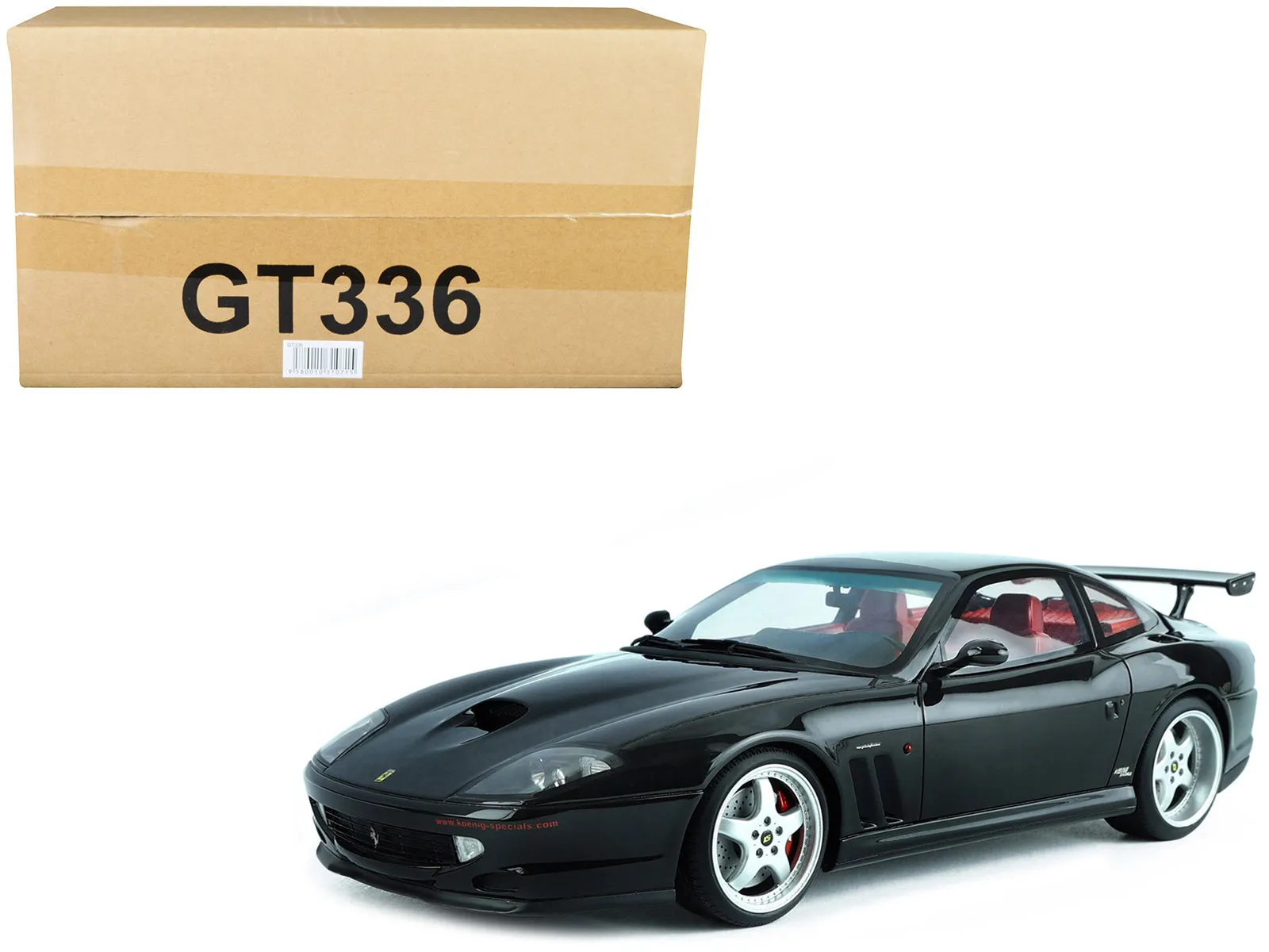 1997 Ferrari 550 Koenig Special Black with Red Interior 1/18 Model Car by GT Spirit