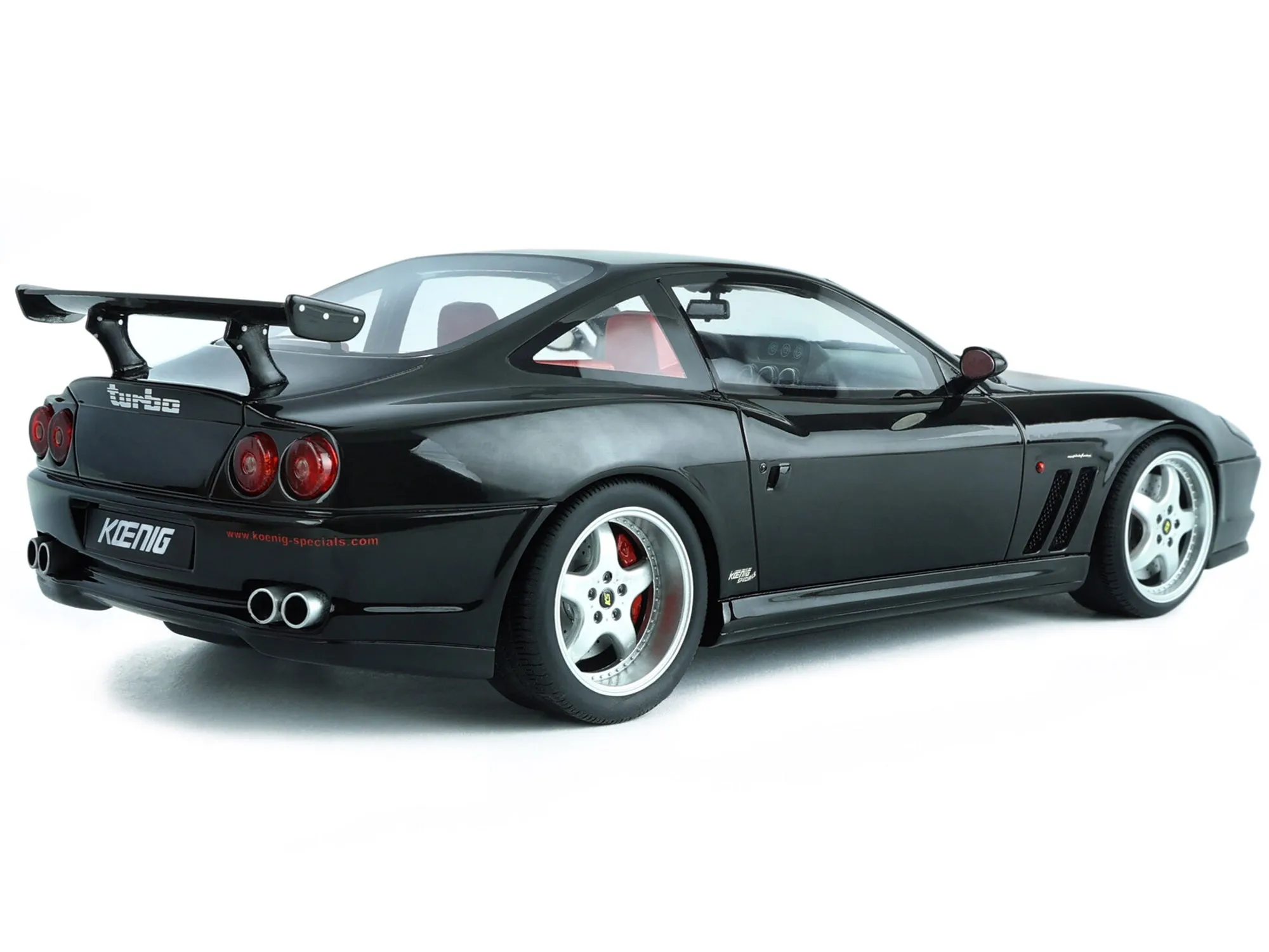 1997 Ferrari 550 Koenig Special Black with Red Interior 1/18 Model Car by GT Spirit