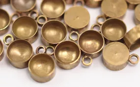 50 Raw Brass Charms Setting, Findings (5 mm)