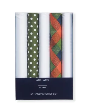 Abelard 5 Pack Hanky Set - Green