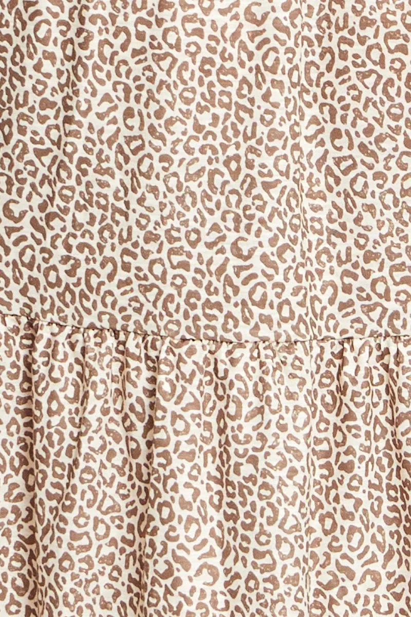 Animal Print Short Sleeve Leopard Dress