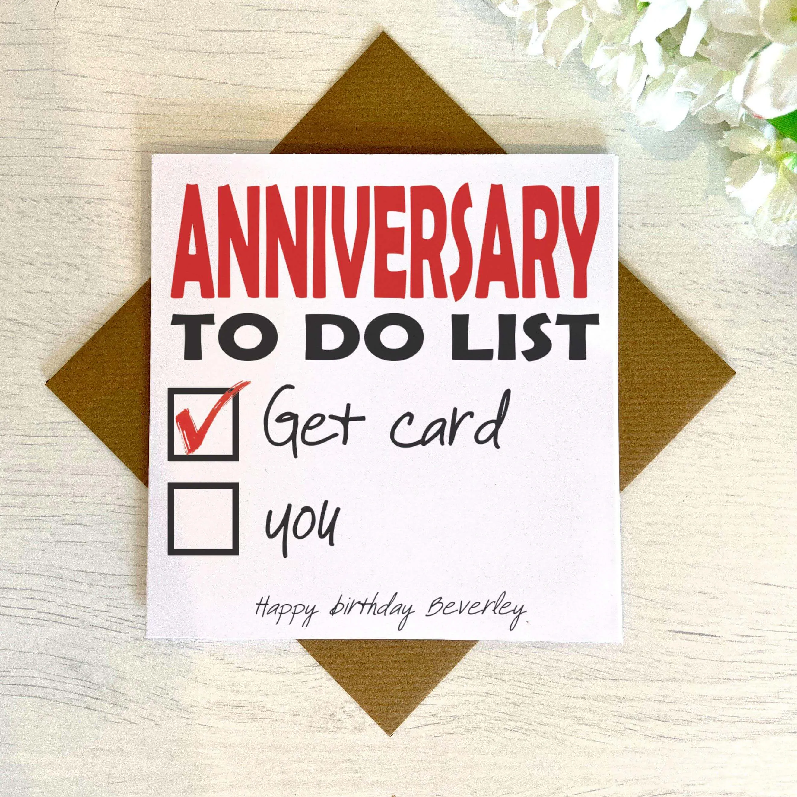 Anniversary To Do List Card