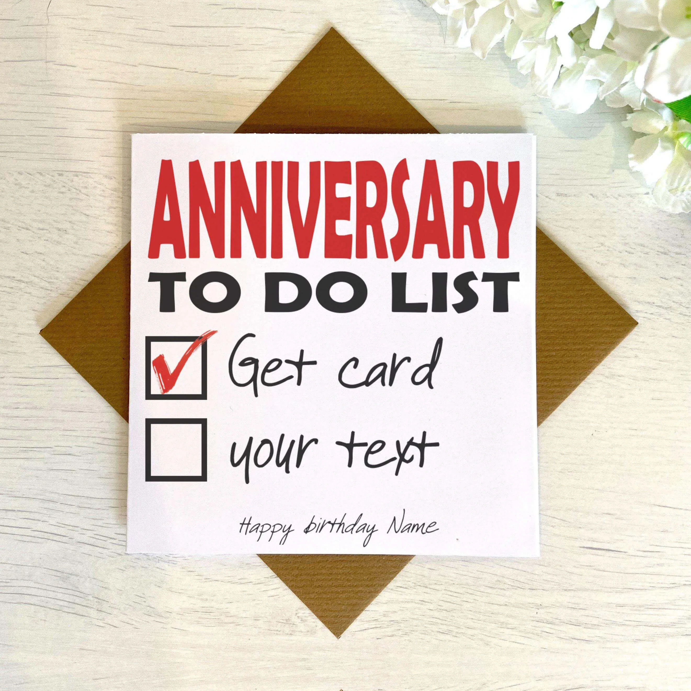 Anniversary To Do List Card