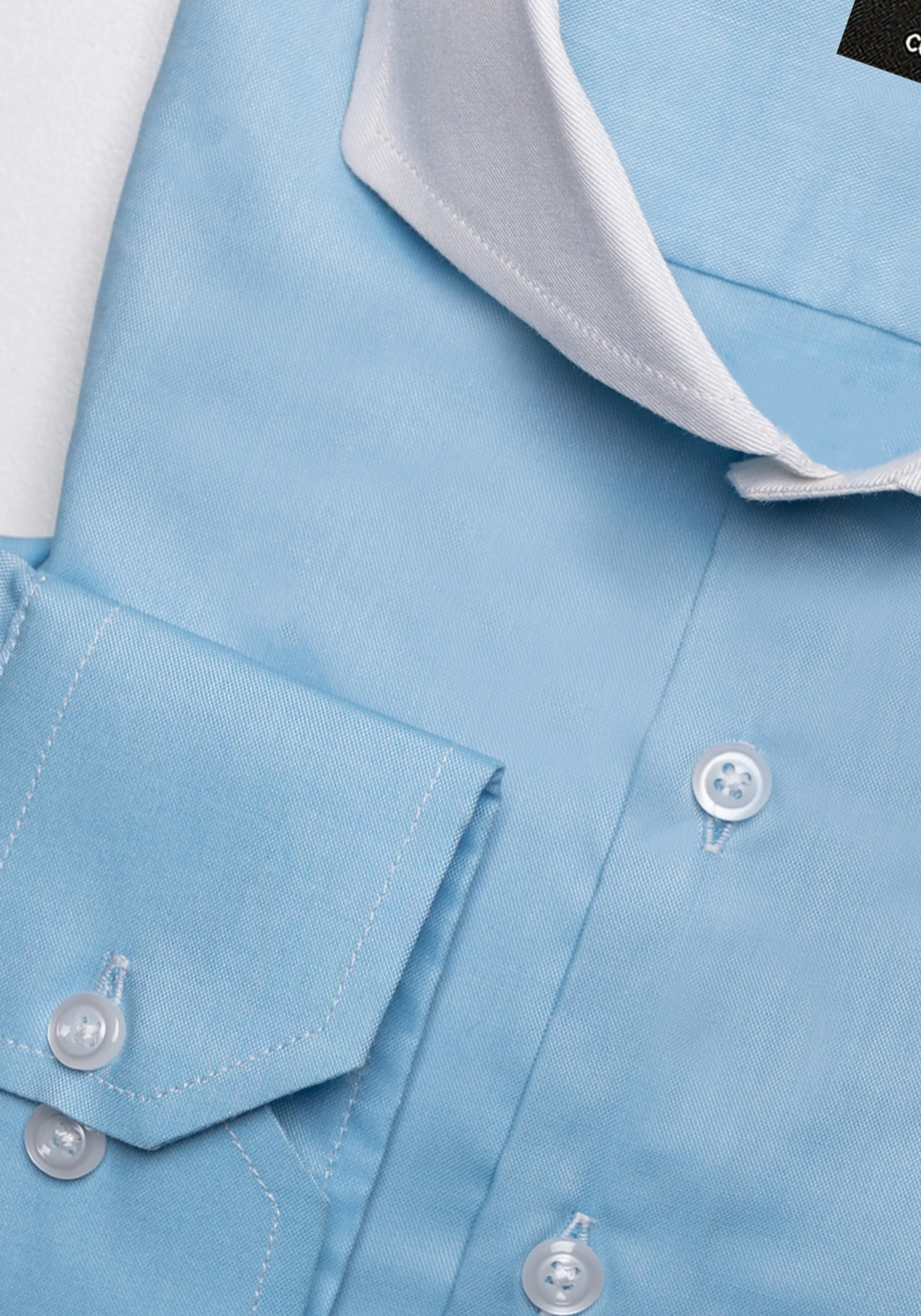 Aqua Stretch Poplin Shirt - White Contrast Collar