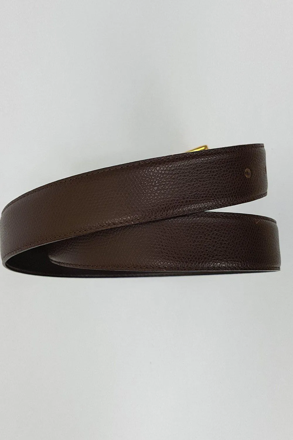 ARTBAG Brown Leather Textured Belt Gold Tone Buckle 103cm