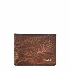 B2910TI - Cuadra honey classic bi fold shark leather wallet for men