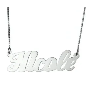 Better Jewelry Personalized Classic Script .925 Sterling Silver Name Plate Necklace