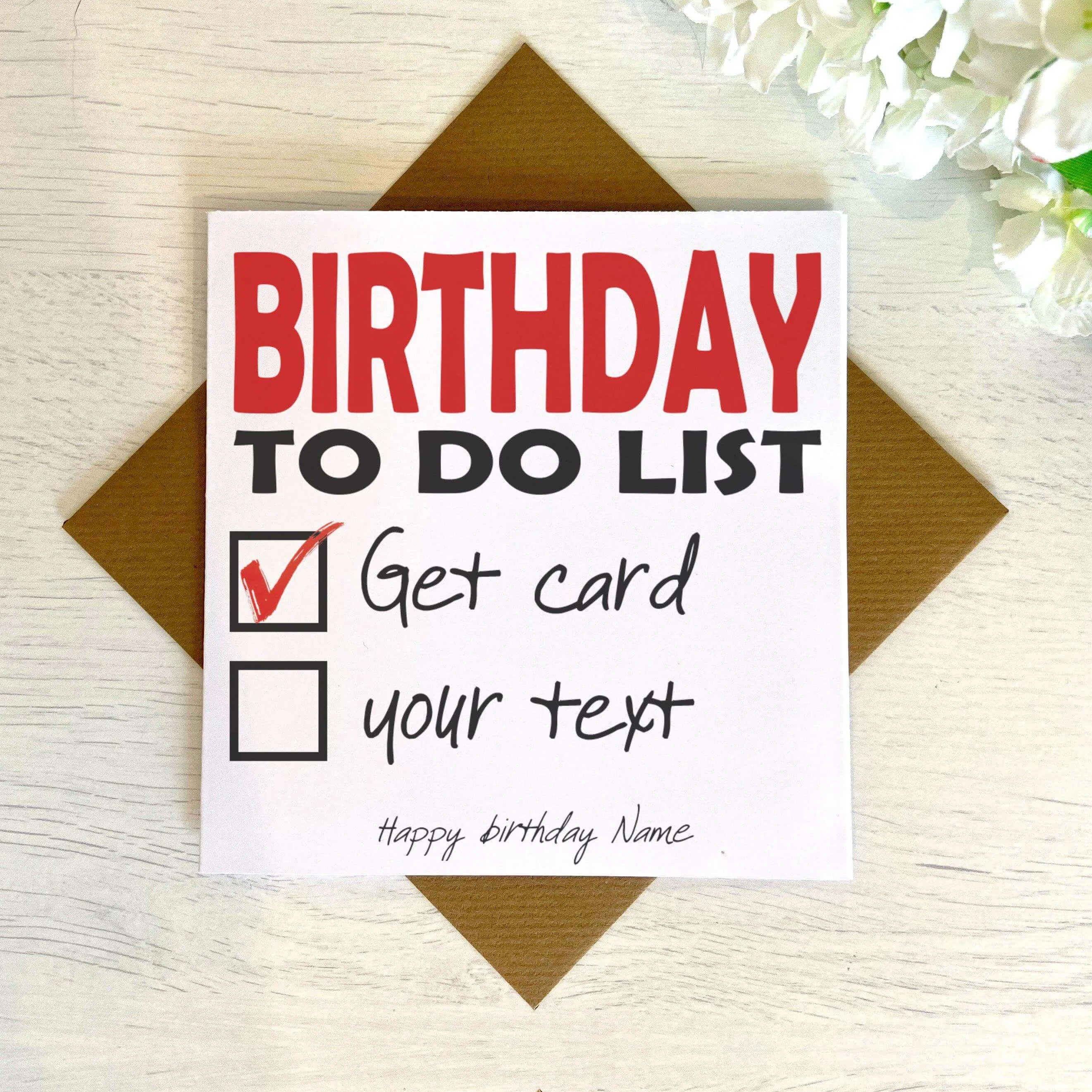 Birthday To Do List Card