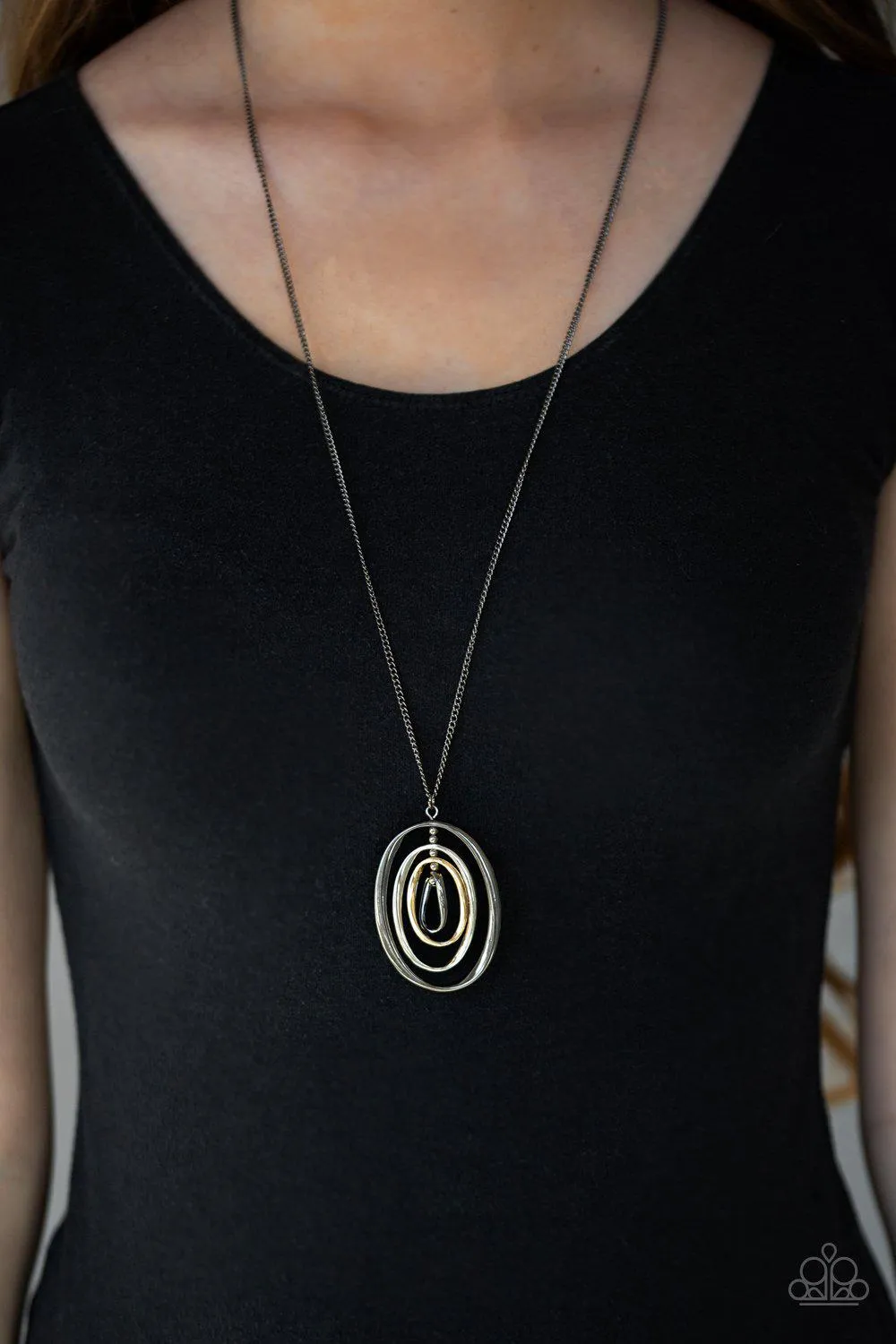 Classic Convergence Gunmetal, Gold and Silver Necklace - Paparazzi Accessories