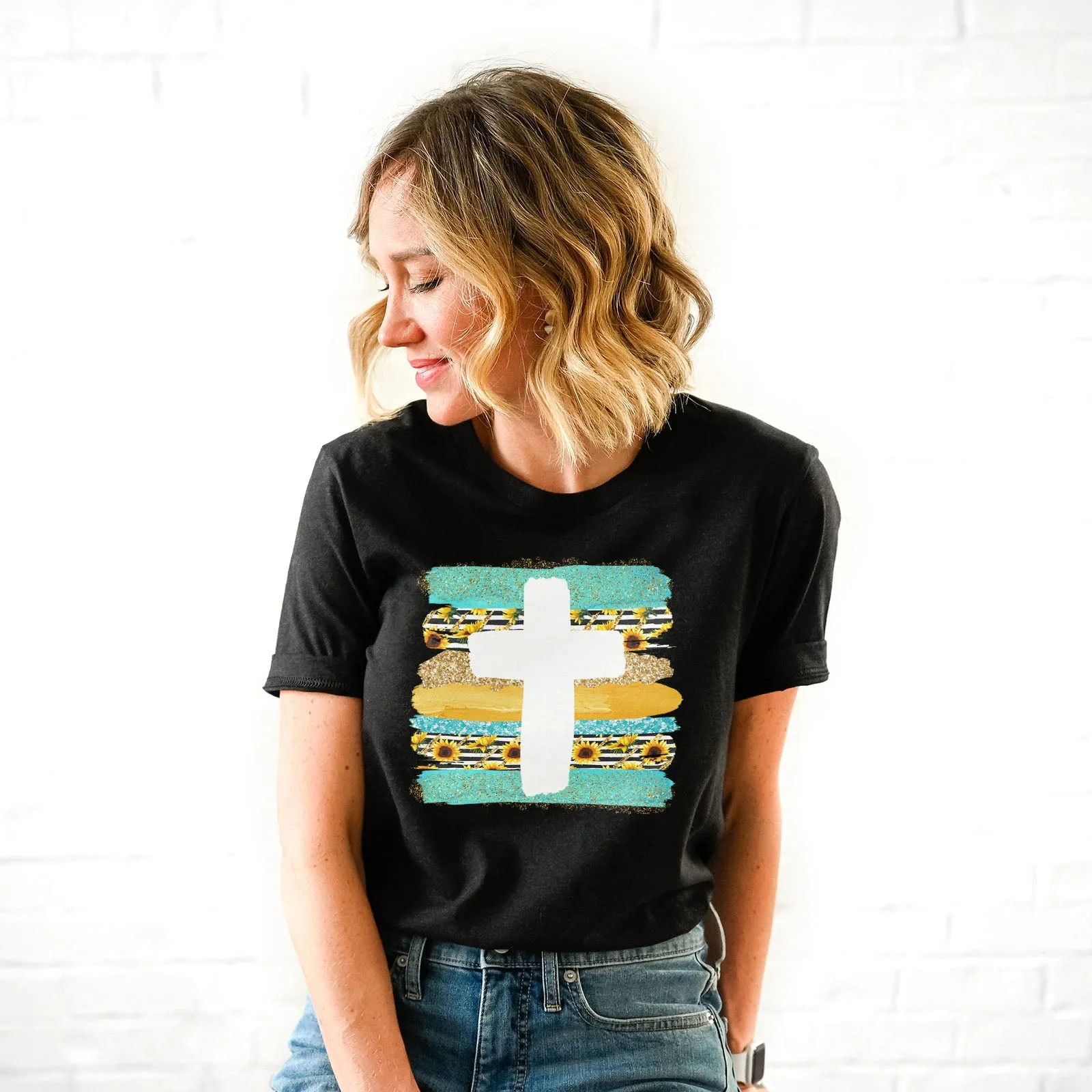 Cross Brushstrokes Sunflower Tee