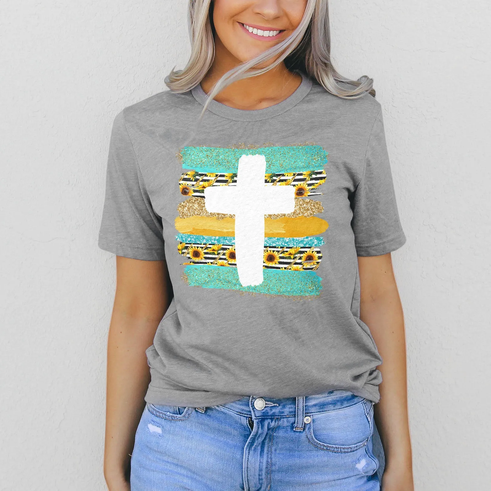 Cross Brushstrokes Sunflower Tee