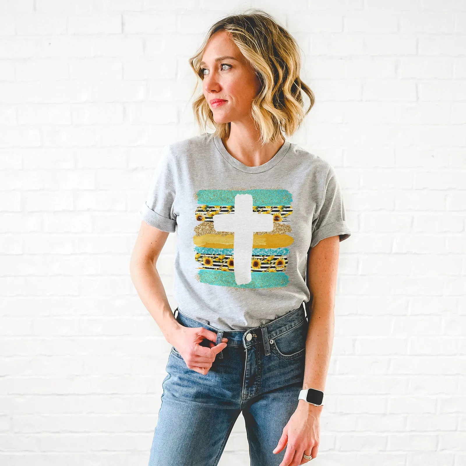 Cross Brushstrokes Sunflower Tee