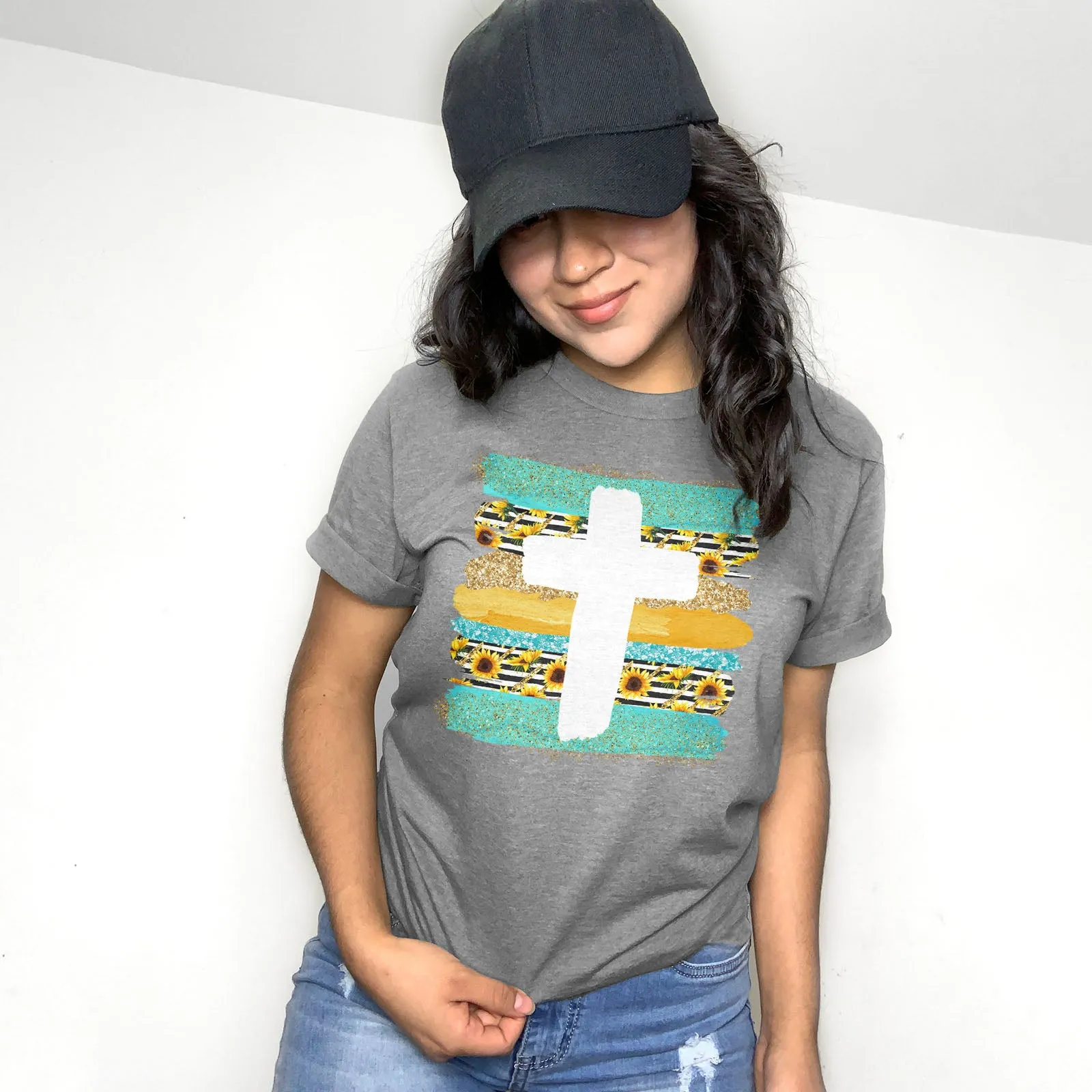 Cross Brushstrokes Sunflower Tee