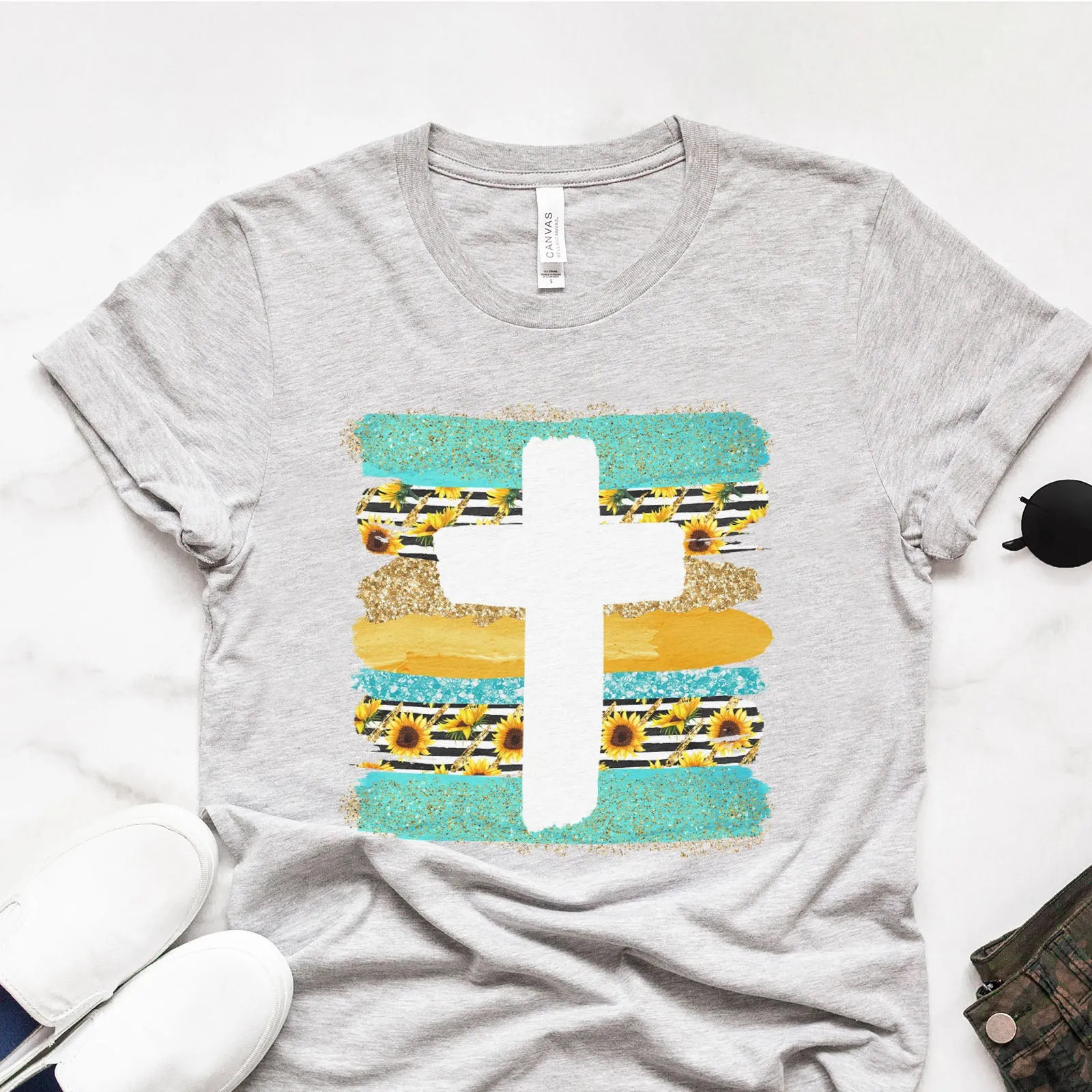 Cross Brushstrokes Sunflower Tee