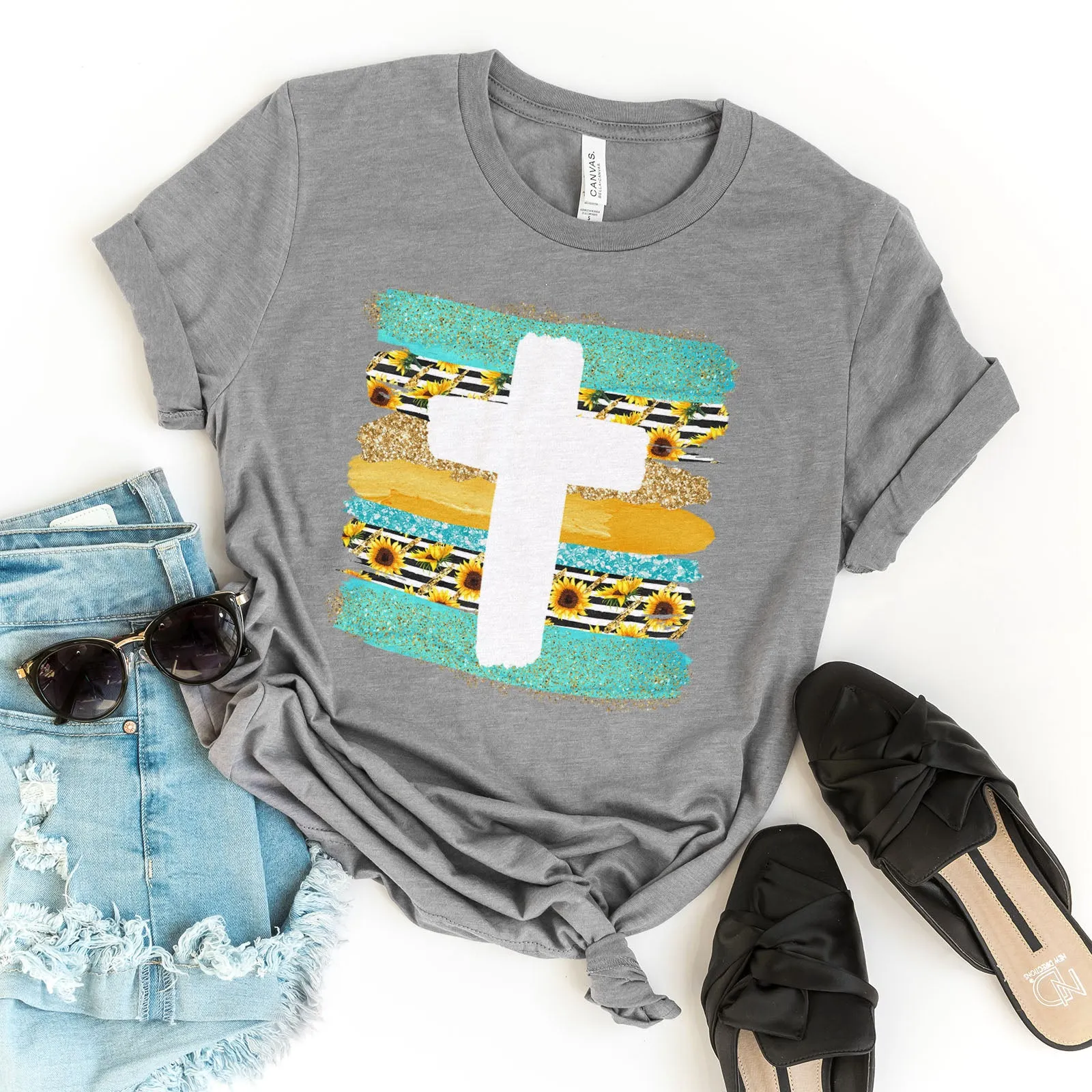 Cross Brushstrokes Sunflower Tee