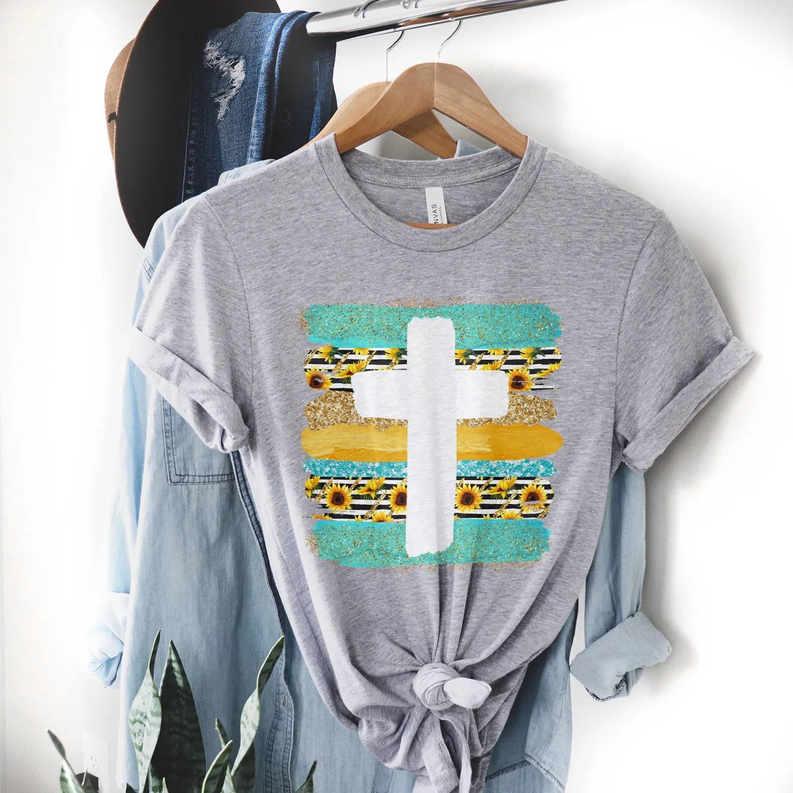 Cross Brushstrokes Sunflower Tee