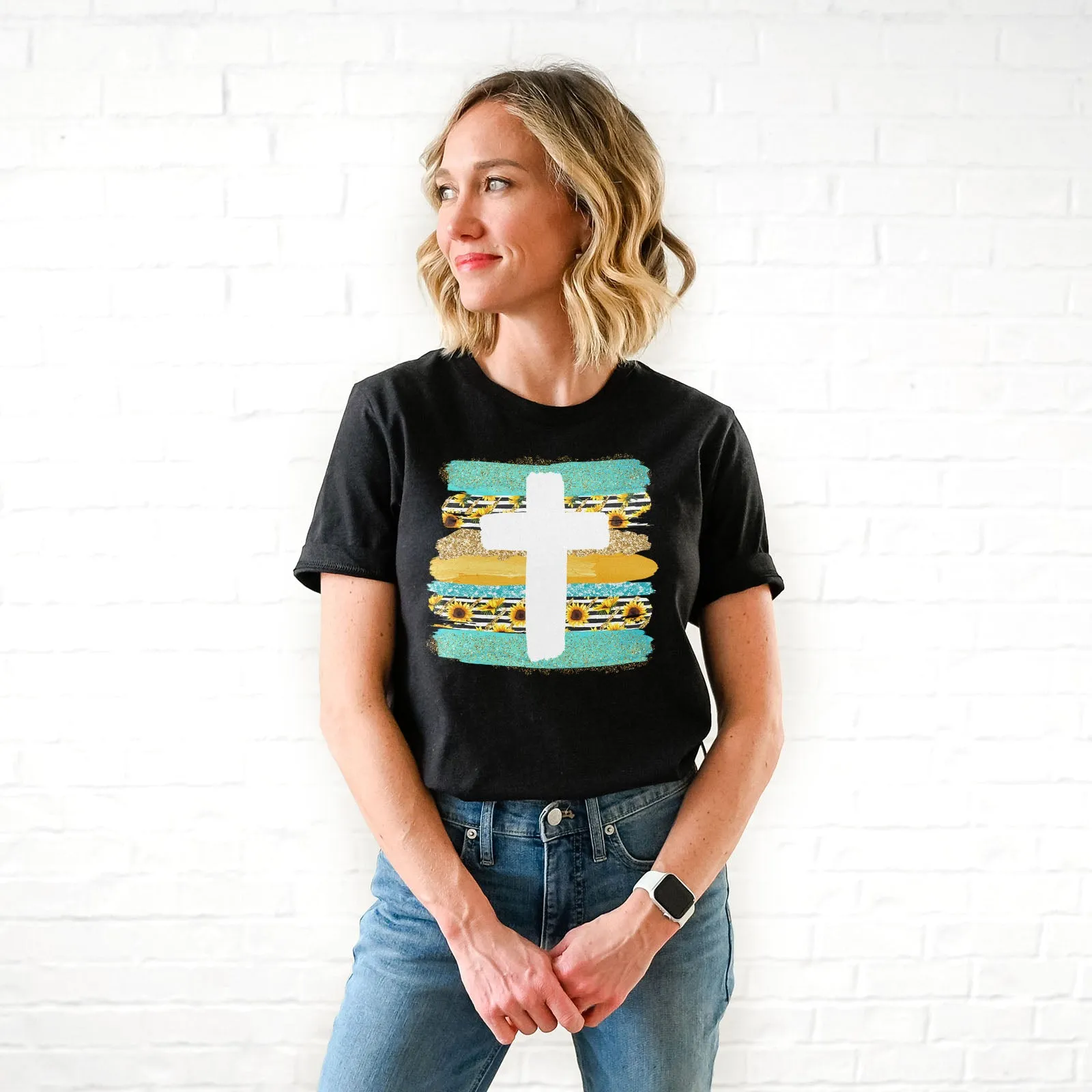 Cross Brushstrokes Sunflower Tee