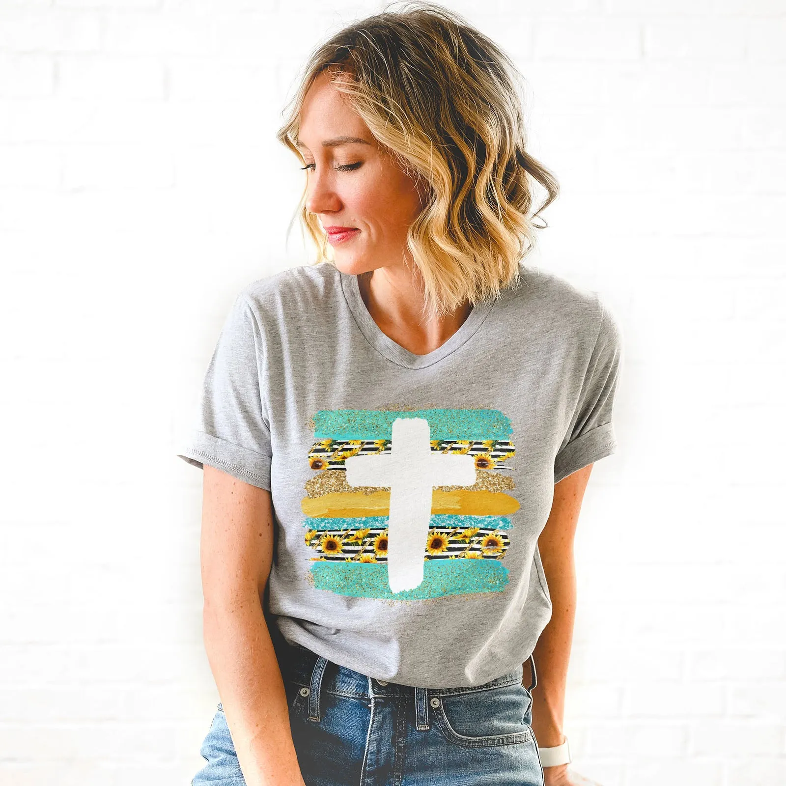 Cross Brushstrokes Sunflower Tee