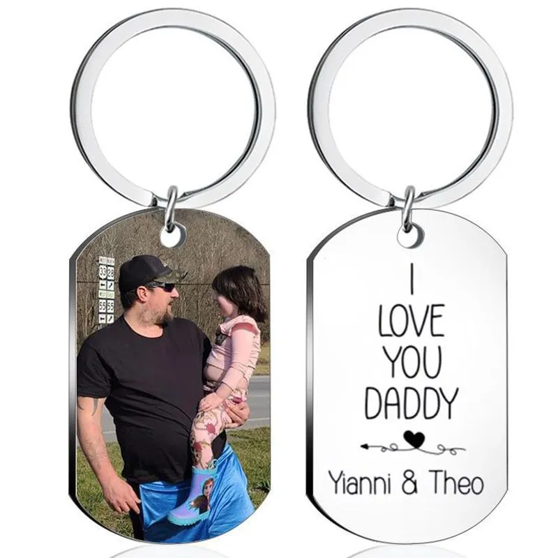 Double Personalized Photo keychain With Name For Family