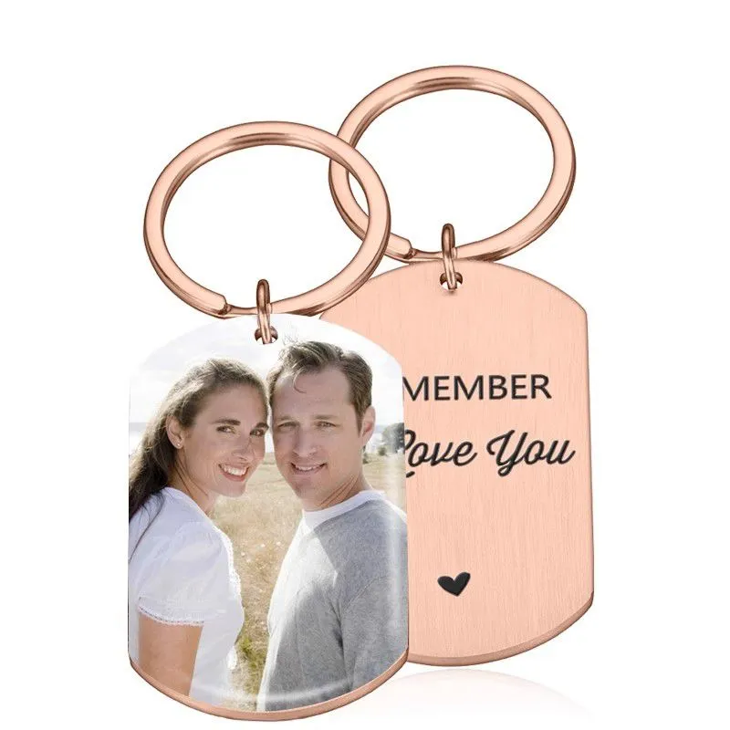 Double Personalized Photo keychain With Name For Family