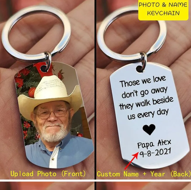 Double Personalized Photo keychain With Name For Family