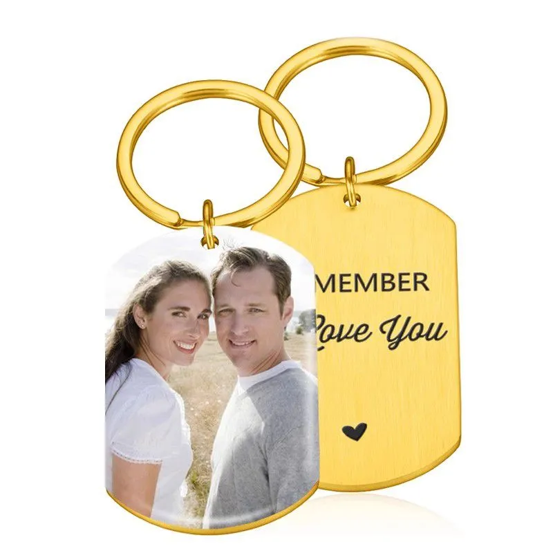 Double Personalized Photo keychain With Name For Family