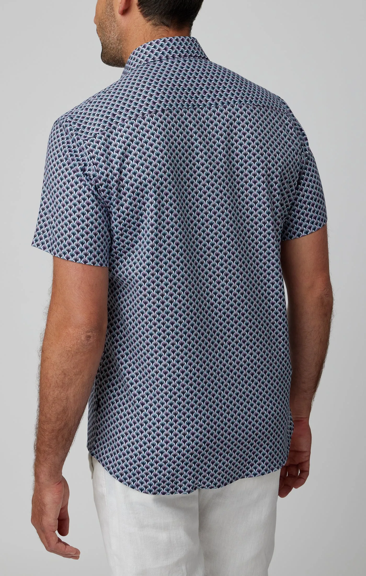 GEO PALM PRINT SHORT SLEEVE SHIRT