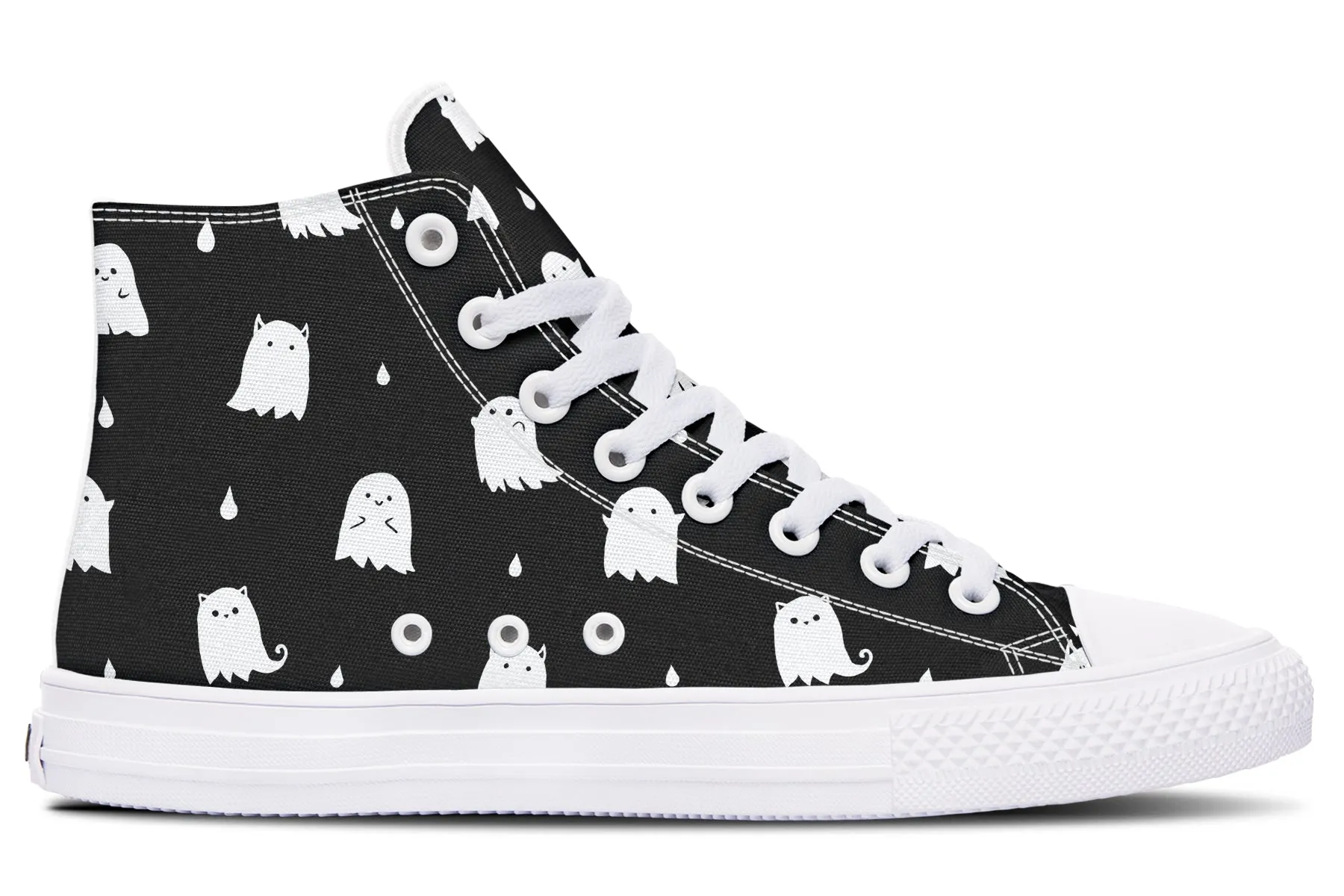 Ghost Party High Tops - Classic Premium Canvas Shoes with Comfortable and Durable Soles