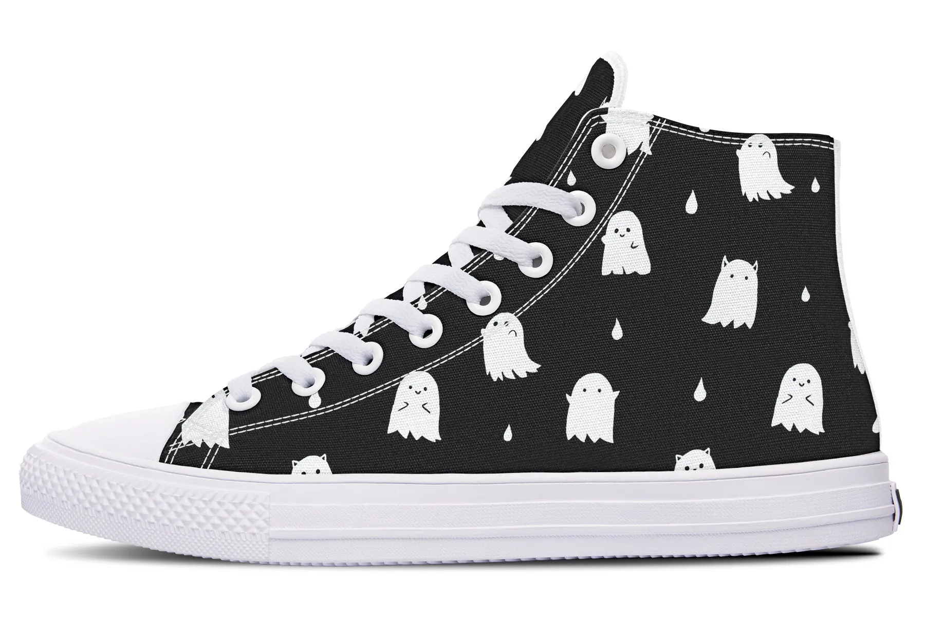 Ghost Party High Tops - Classic Premium Canvas Shoes with Comfortable and Durable Soles