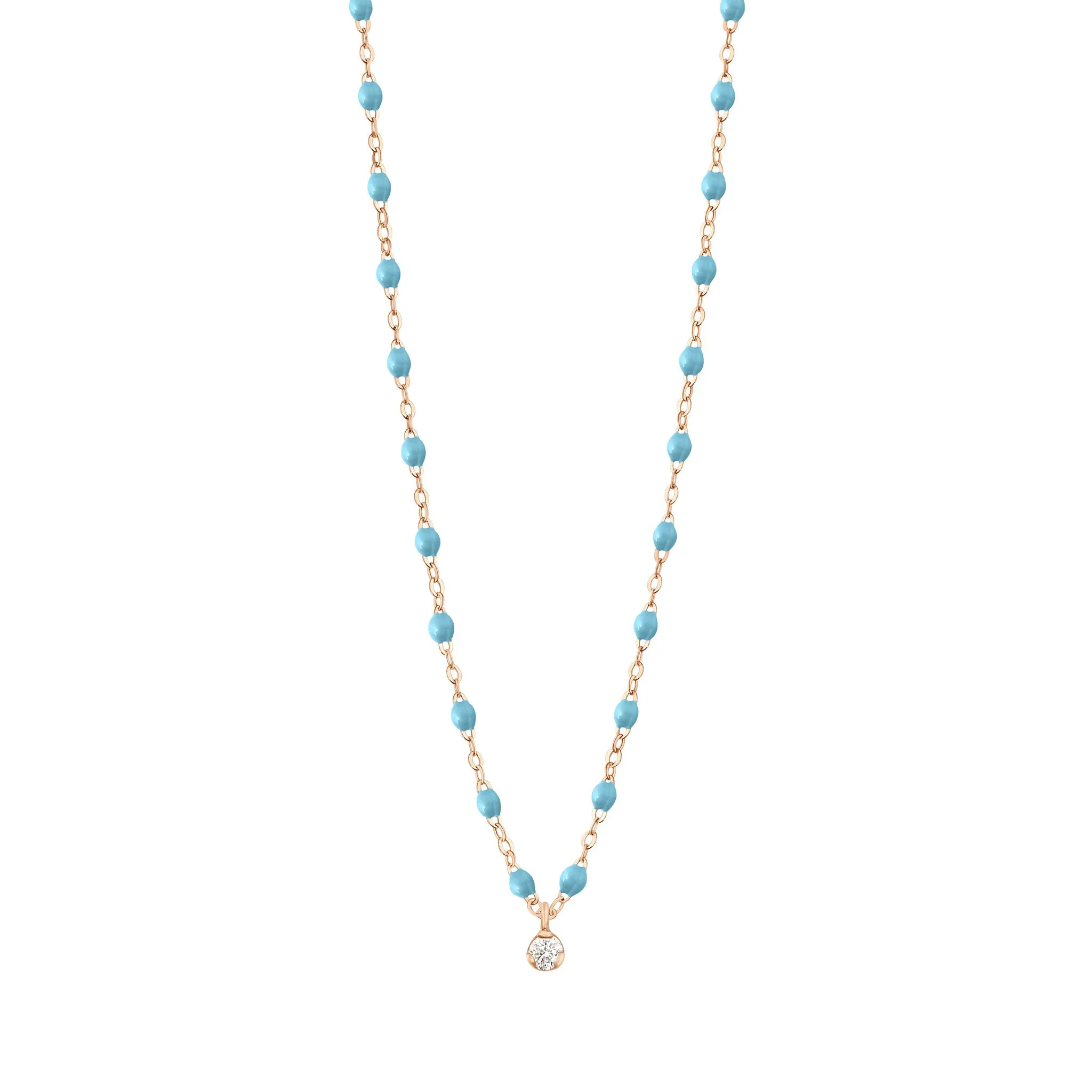 Gigi Supreme Classic 1 Diamond Necklace, Turquoise, Rose Gold, 16.5"