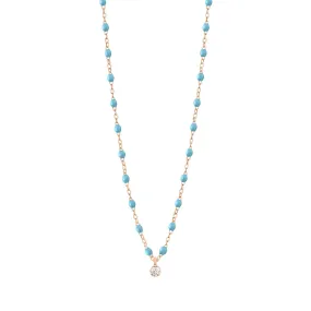 Gigi Supreme Classic 1 Diamond Necklace, Turquoise, Rose Gold, 16.5"