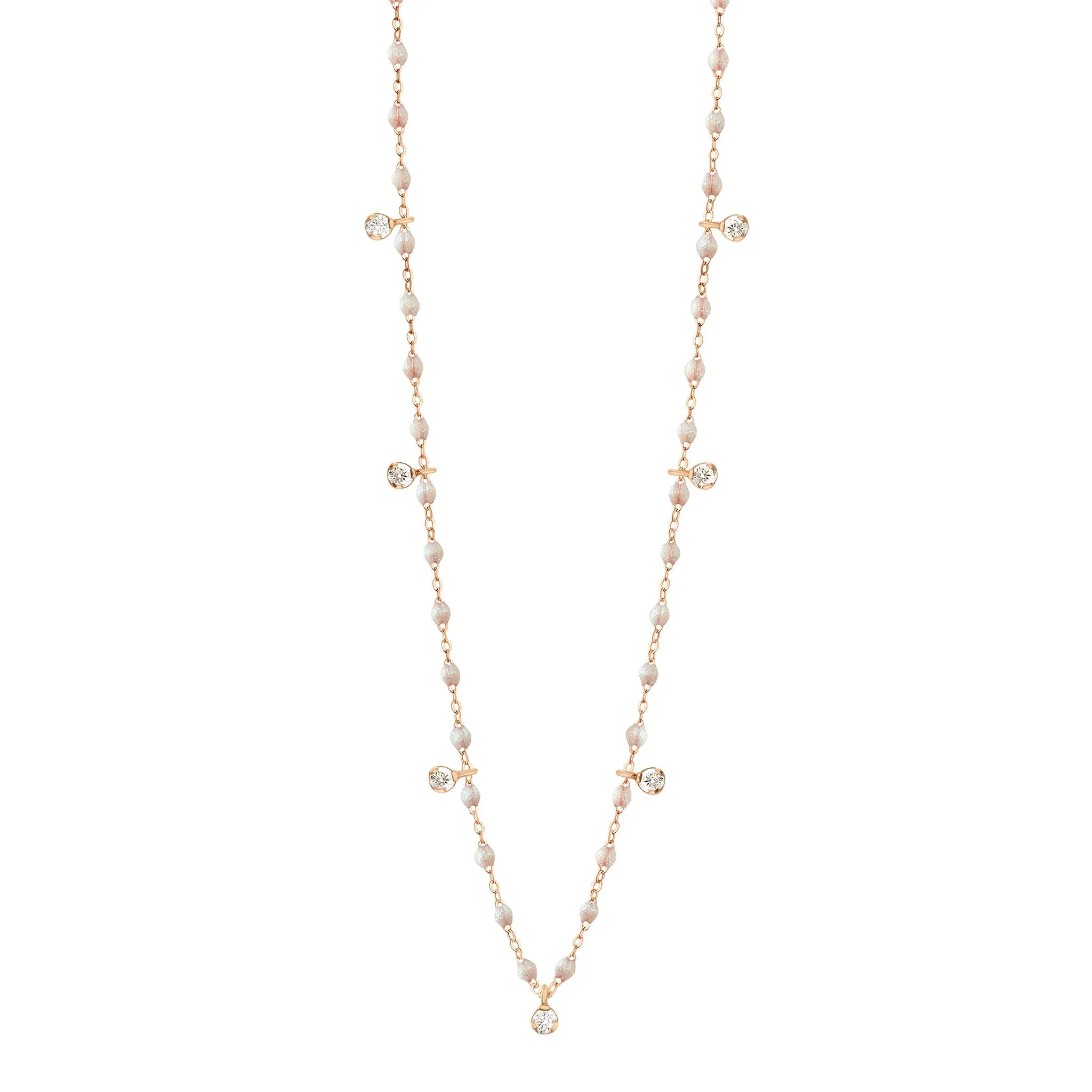 Gigi Supreme Classic 7 Diamond Necklace, Opal, Rose Gold, 19.7"