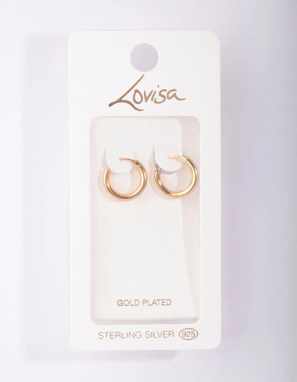 Gold Plated Sterling Silver Tube Hoop Earrings