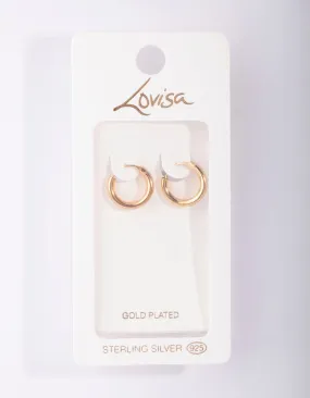 Gold Plated Sterling Silver Tube Hoop Earrings