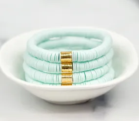 Heishi Color Pop Bracelet Ice Blue Gold Barrel