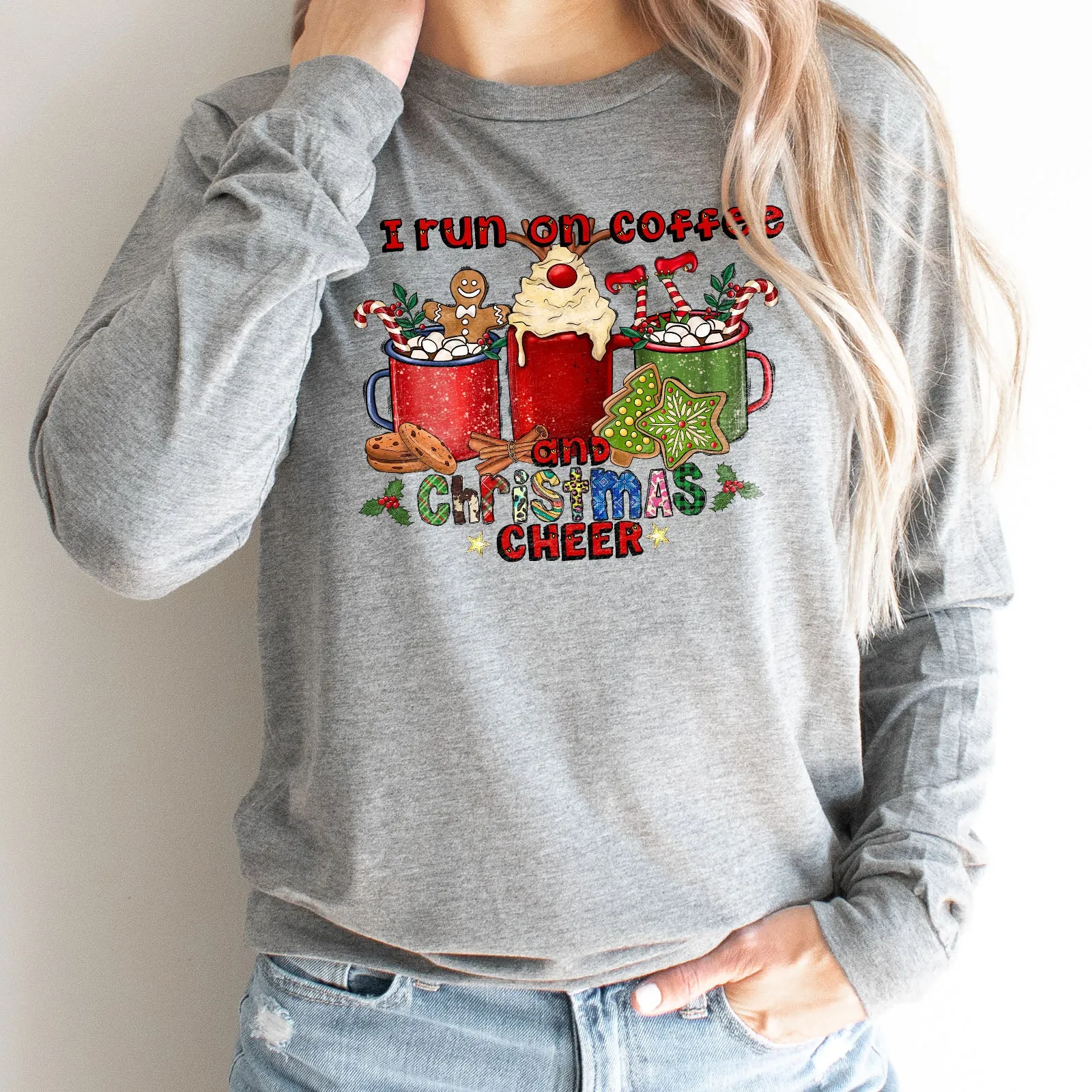 I Run On Coffee And Christmas Cheer Long Sleeve