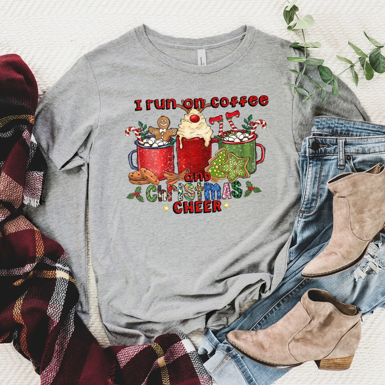 I Run On Coffee And Christmas Cheer Long Sleeve