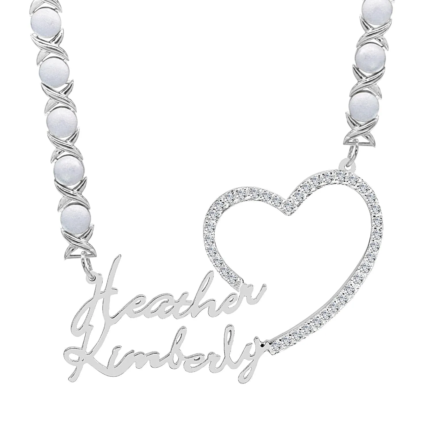 Iced Out Single Nameplate Necklace with Heart