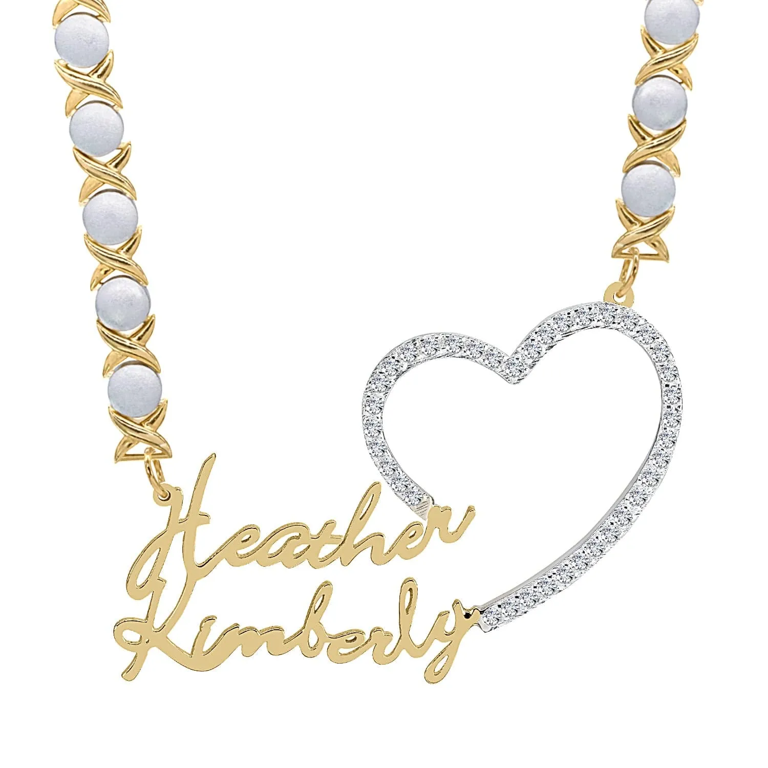 Iced Out Single Nameplate Necklace with Heart