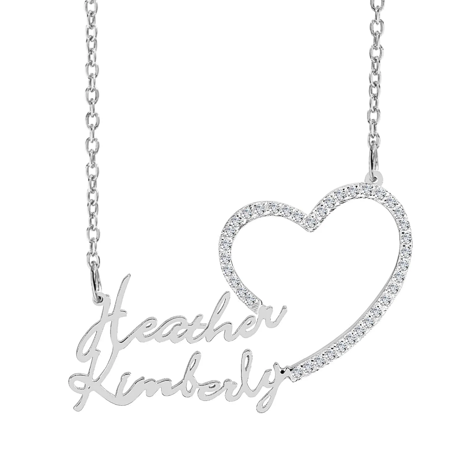 Iced Out Single Nameplate Necklace with Heart