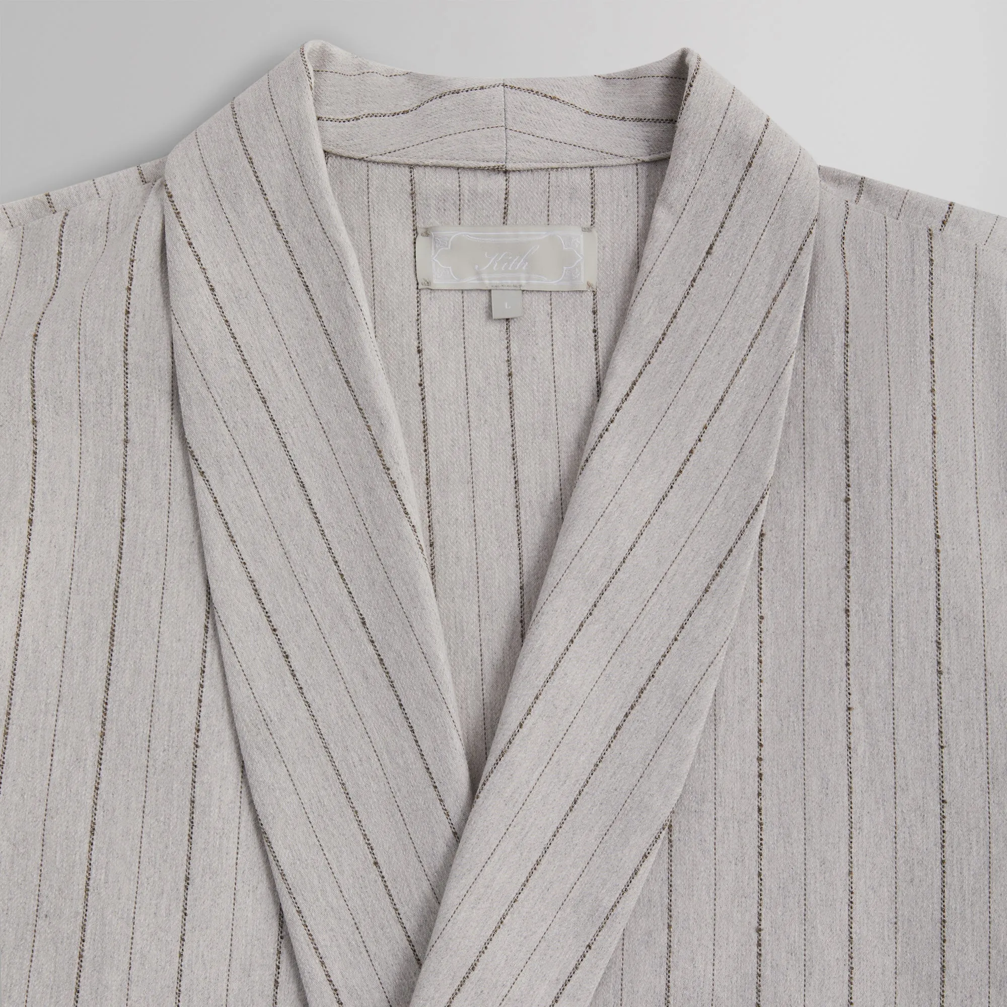 Kith Striped Twill Thompson Crossover Shirt - Light Heather Grey