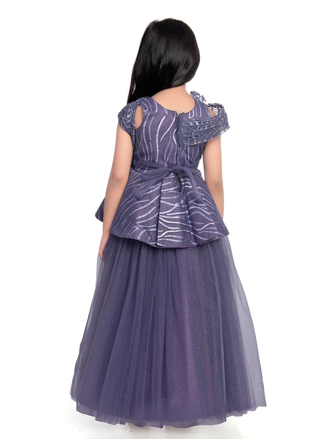 Lilac Coloured Wire Style Fancy Gown For Girls / Birthday, Festival, Celebration Party Wear Outfit For Girls