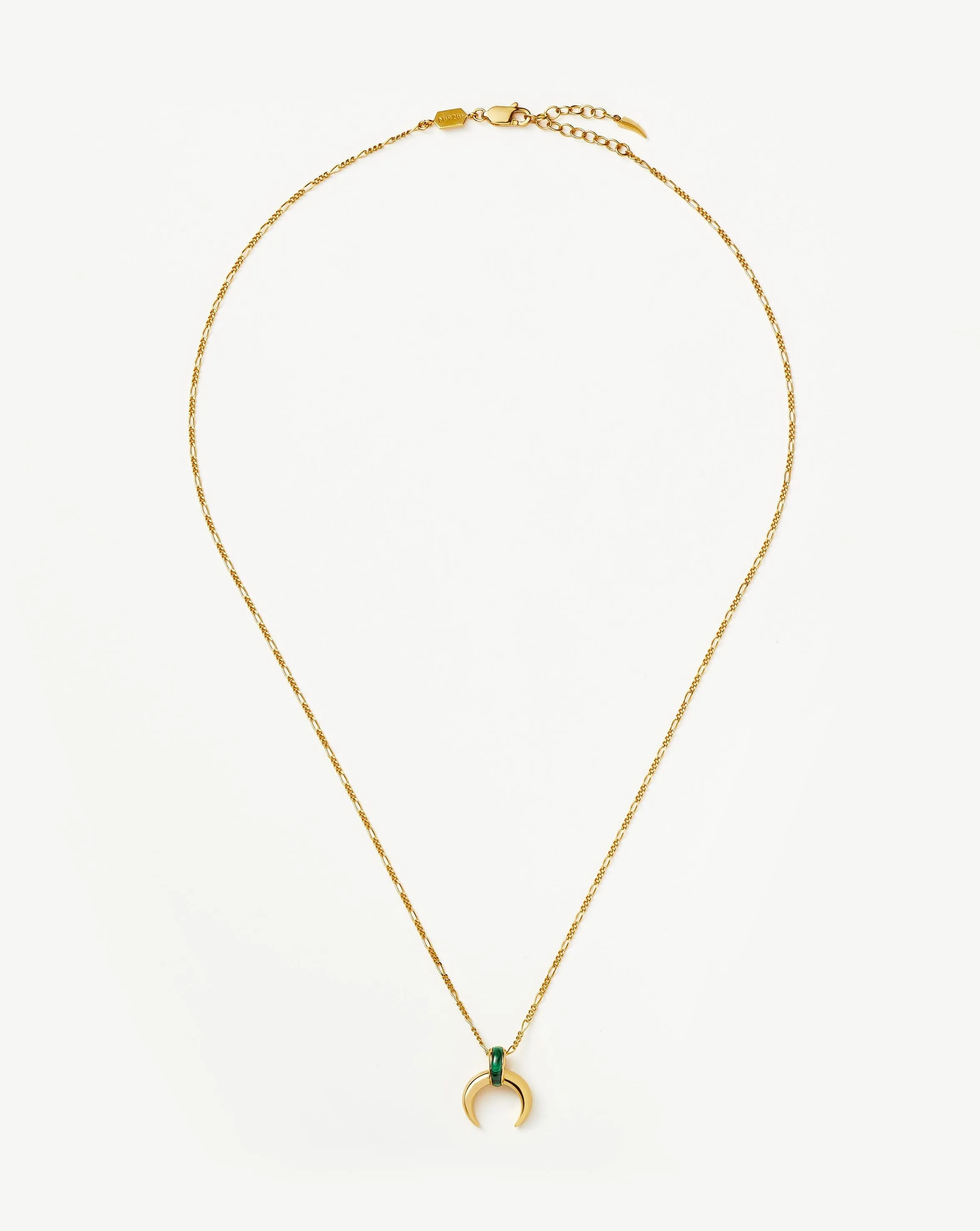 Lucy Williams Malachite Horn Pendant Necklace | 18ct Gold Plated Vermeil/Malachite