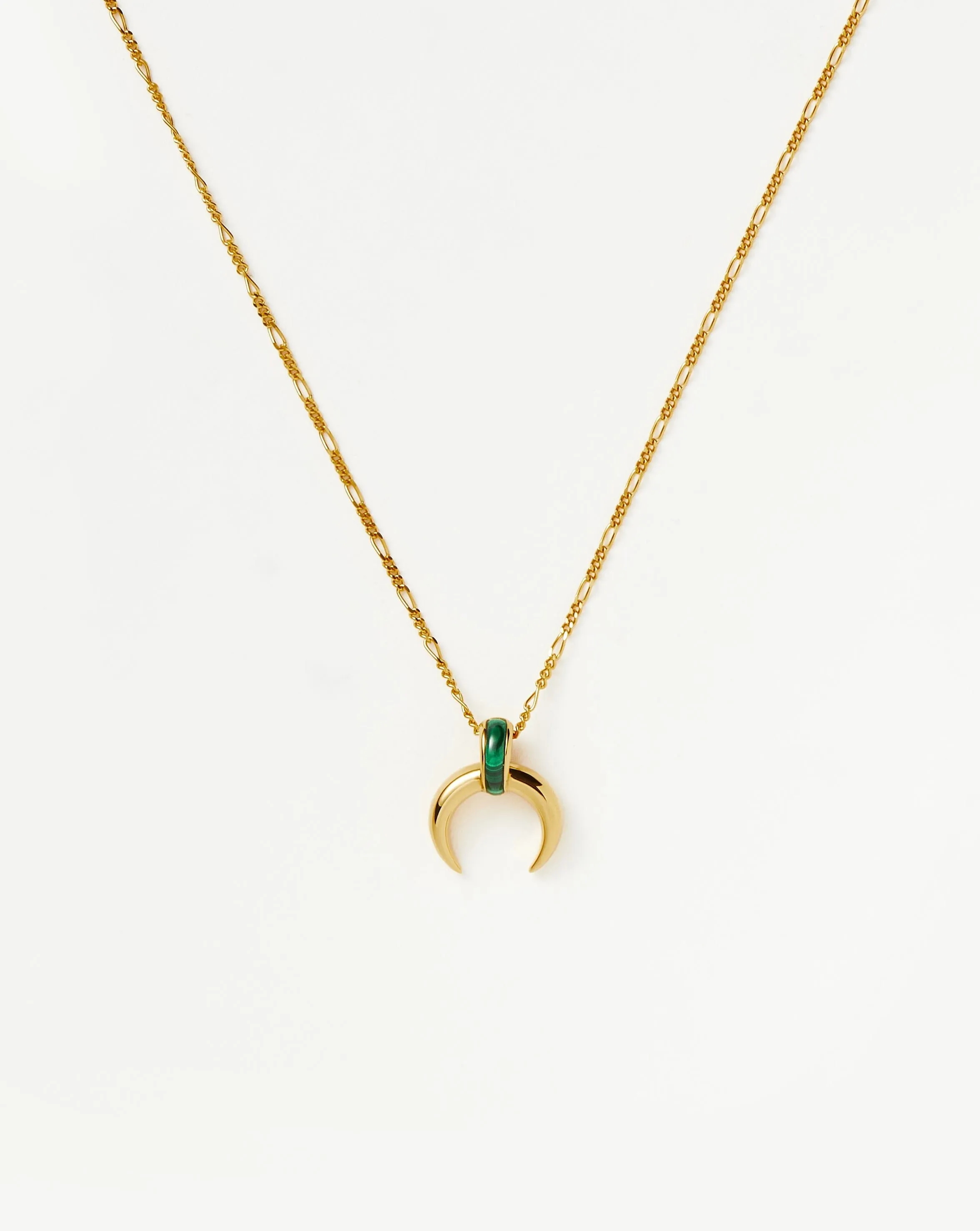 Lucy Williams Malachite Horn Pendant Necklace | 18ct Gold Plated Vermeil/Malachite