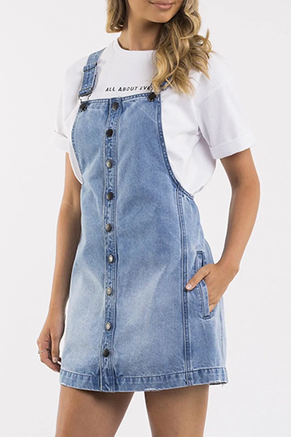 Madeline Blue Denim Pinafore Dress