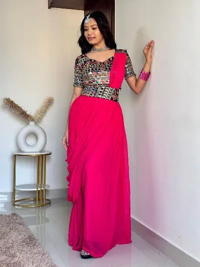 Magenta Pink Georgette Lehenga Choli Set