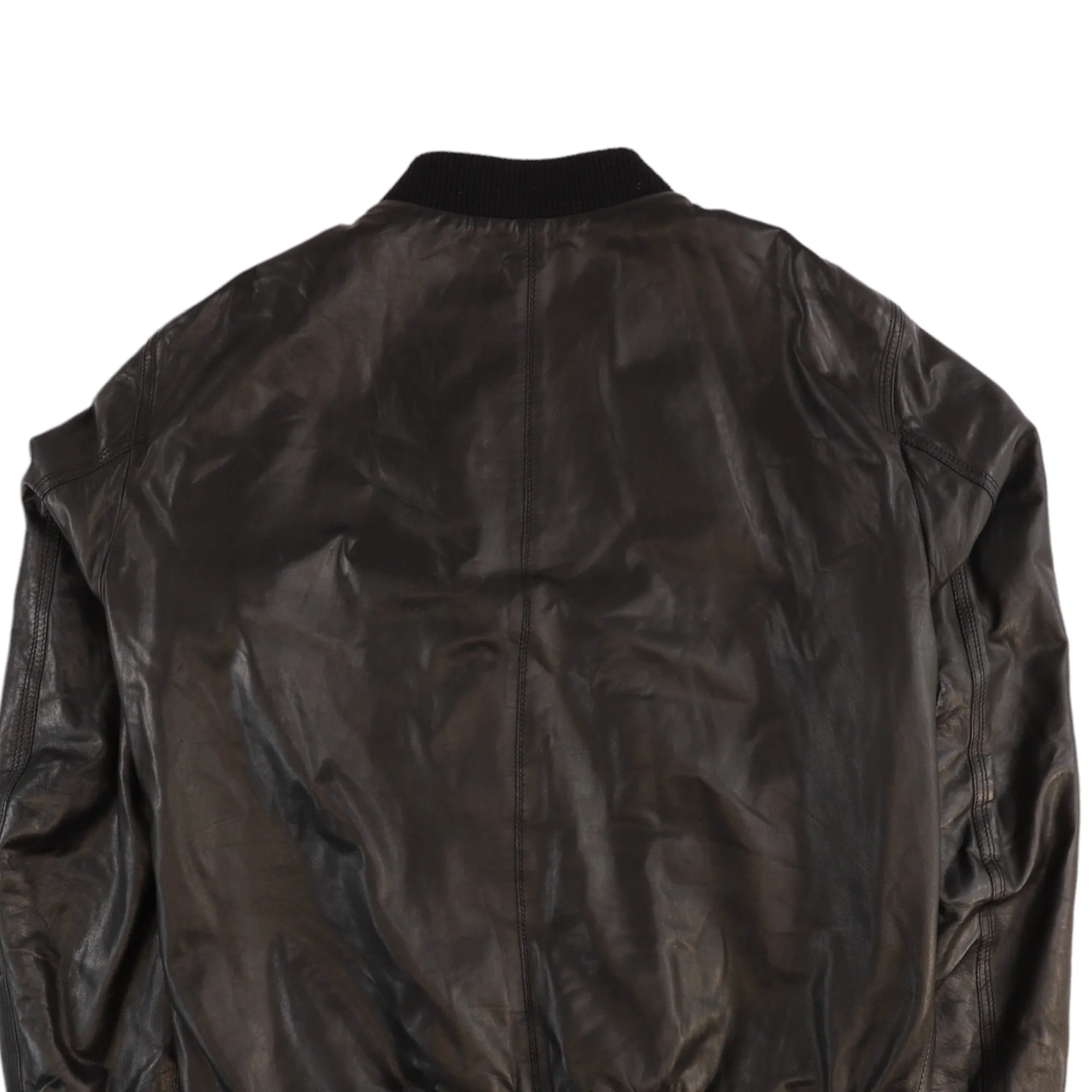 Men's Plaque Logo Leather Jacket Black Size IT 56 / XXXL