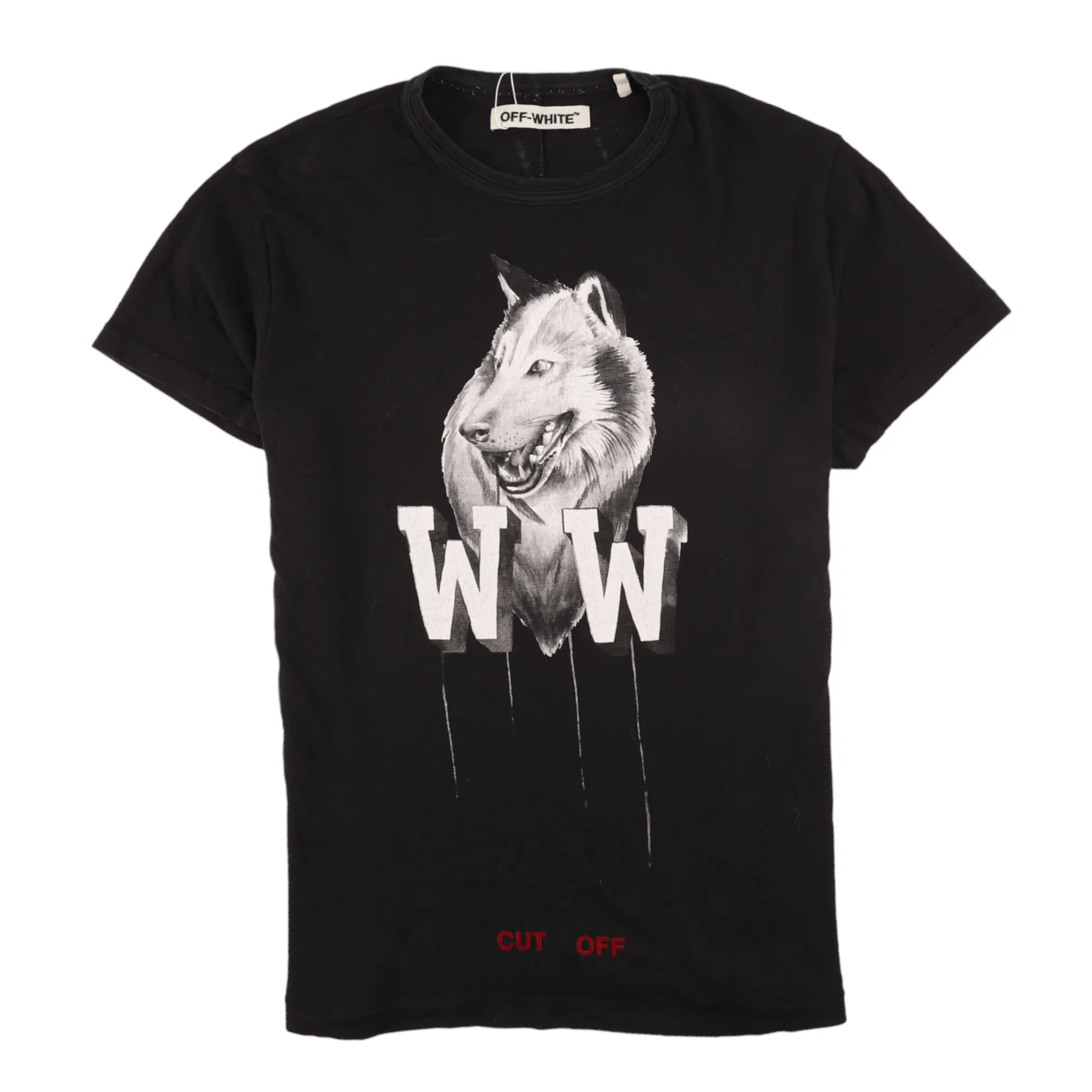 Men's Wolf Print T-Shirt Black Size M