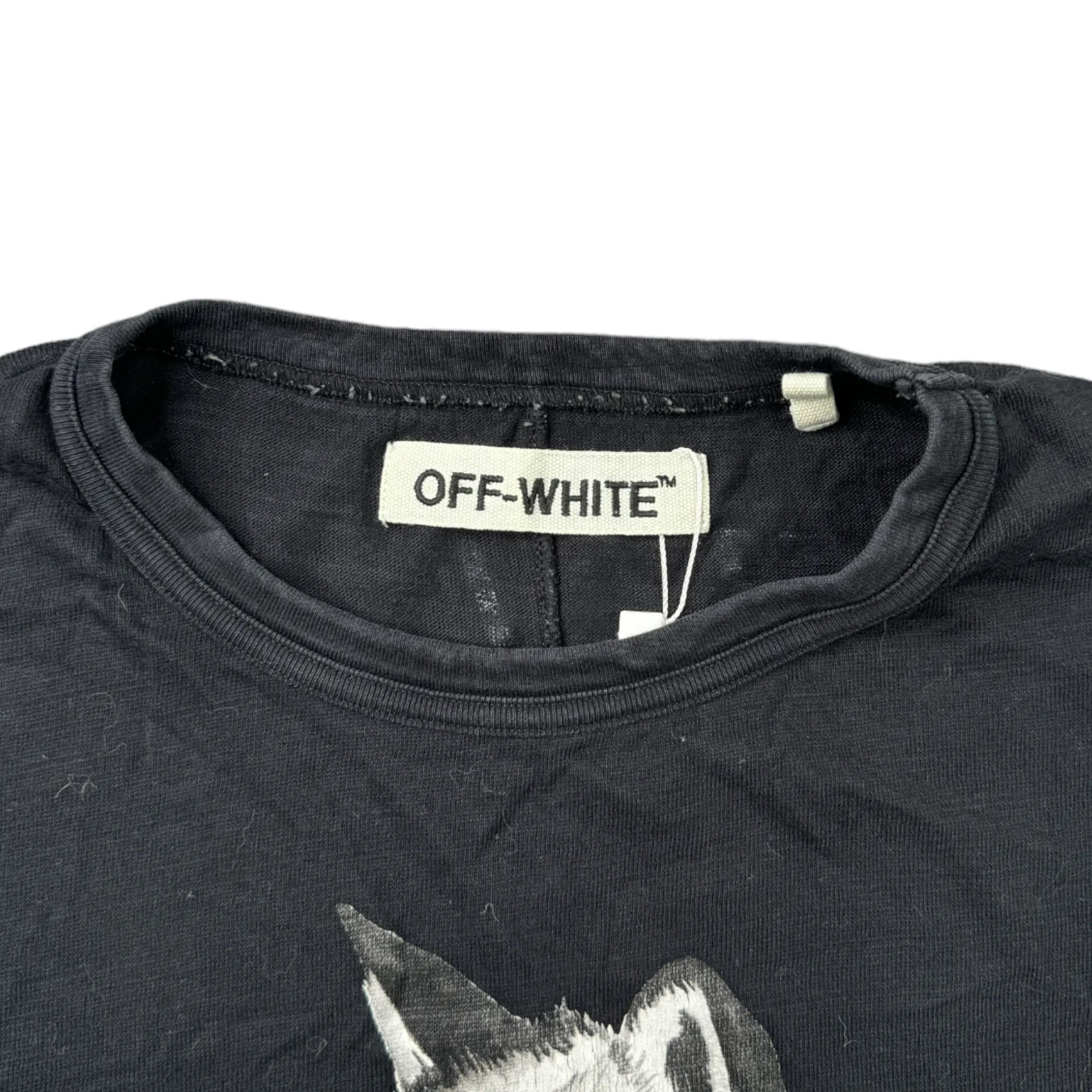 Men's Wolf Print T-Shirt Black Size M